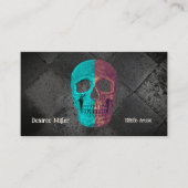 Gothic Half Skull Aquamarin Black Tattoo Shop Visitenkarte (Vorderseite)