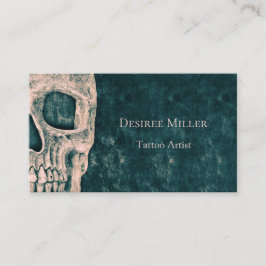 Gothic Half Skull Aquamarin Green Beige Tattoo Art Visitenkarte