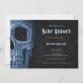 Gothic Half Skull Black Baby Boy Shower Invitation Einladung (Vorderseite)