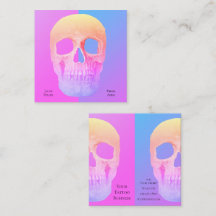 Gothic Half Skull Blue Pink Lila Tattoo Shop