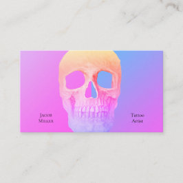 Gothic Half Skull Blue Pink Lila Tattoo Shop Visitenkarte