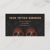 Gothic Half Skull Brown Black Tattoo Shop Visitenkarte (Rückseite)