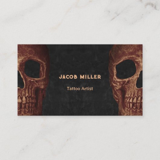 Gothic Half Skull Brown Black Tattoo Shop Visitenkarte (Vorderseite)