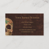 Gothic Half Skull Brown Textur Hintergrund Tattoo Visitenkarte (Rückseite)