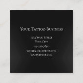 Gothic Half Skull Cool Gray Metallic Tattoo Shop Quadratische Visitenkarte (Rückseite)