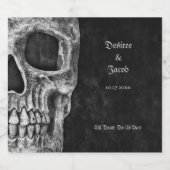 Gothic Half Skull Cool Schwarz-Weiß-Grunge Alkoholflaschenetikett (Einzelnes Label)
