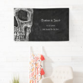 Gothic Half Skull Cool Schwarz-Weiß-Grunge Banner (Insitu)