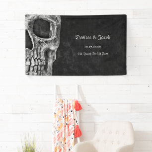 Gothic Half Skull Cool Schwarz-Weiß-Grunge Banner