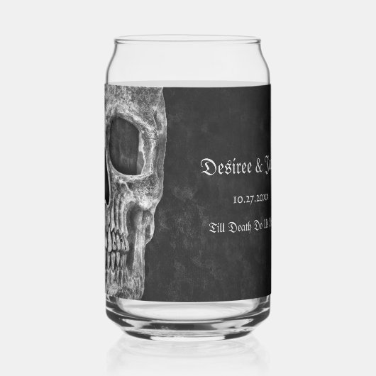 Gothic Half Skull Cool Schwarz-Weiß-Grunge Dosenglas (Vorderseite)