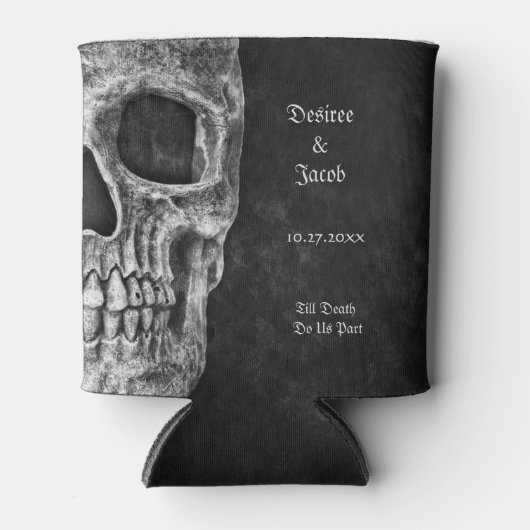 Gothic Half Skull Cool Schwarz-Weiß-Grunge Dosenkühler (Vorderseite)