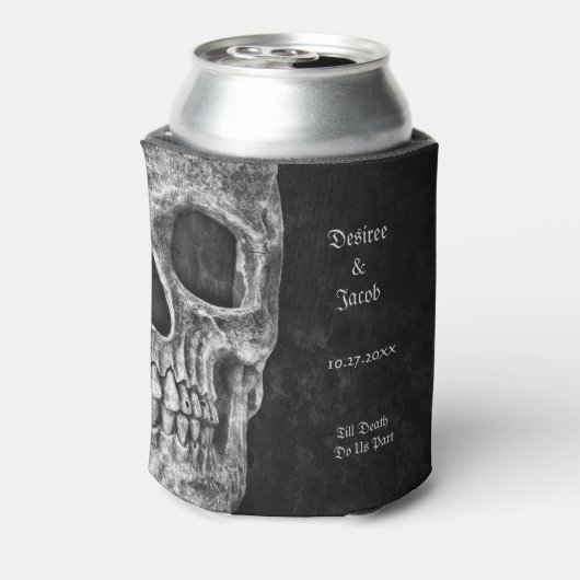 Gothic Half Skull Cool Schwarz-Weiß-Grunge Dosenkühler (Kanne Rückseite)