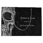 Gothic Half Skull Cool Schwarz-Weiß-Grunge Große Geschenktüte (Rückseite)