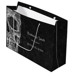 Gothic Half Skull Cool Schwarz-Weiß-Grunge Große Geschenktüte