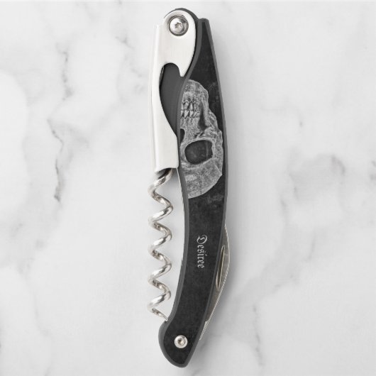 Gothic Half Skull Cool Schwarz-Weiß-Grunge Kellnermesser (Vorderseite)