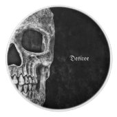Gothic Half Skull Cool Schwarz-Weiß-Grunge Keramikknauf (Vorderseite)