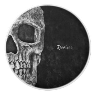 Gothic Half Skull Cool Schwarz-Weiß-Grunge Keramikknauf