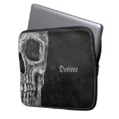 Gothic Half Skull Cool Schwarz-Weiß-Grunge Laptopschutzhülle (Vorderseite Links)