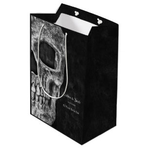 Gothic Half Skull Cool Schwarz-Weiß-Grunge Mittlere Geschenktüte