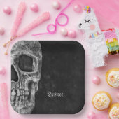 Gothic Half Skull Cool Schwarz-Weiß-Grunge Pappteller (Party)