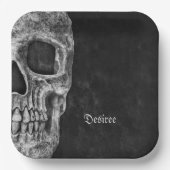 Gothic Half Skull Cool Schwarz-Weiß-Grunge Pappteller (Vorderseite)
