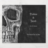 Gothic Half Skull Cool Schwarz-Weiß-Grunge Schaumweinetikett (Einzelnes Label)