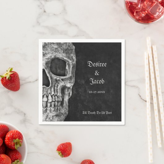 Gothic Half Skull Cool Schwarz-Weiß-Grunge Serviette (Beispiel)