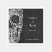 Gothic Half Skull Cool Schwarz-Weiß-Grunge Serviette (Vorderseite)