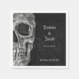 Gothic Half Skull Cool Schwarz-Weiß-Grunge Serviette