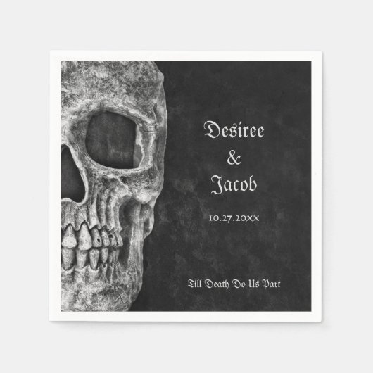 Gothic Half Skull Cool Schwarz-Weiß-Grunge Serviette (Vorderseite)