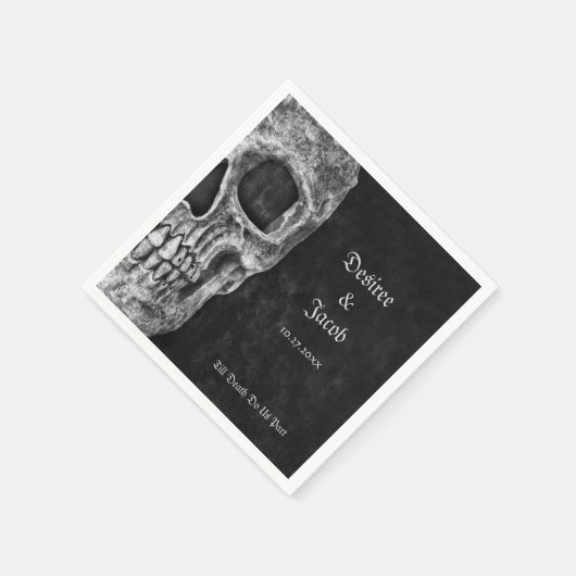 Gothic Half Skull Cool Schwarz-Weiß-Grunge Serviette (Ecke)