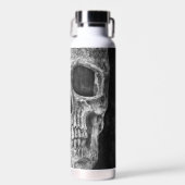 Gothic Half Skull Cool Schwarz-Weiß-Grunge Trinkflasche (Vorne)