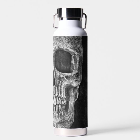 Gothic Half Skull Cool Schwarz-Weiß-Grunge Trinkflasche (Vorne)