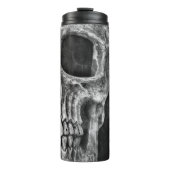 Gothic Half Skull Cool Schwarz-Weiß-Textur Thermosbecher (Vorderseite)