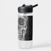 Gothic Half Skull Cool Schwarz-Weiß-Textur Trinkflasche (Links)