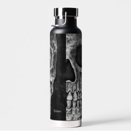Gothic Half Skull Cool Schwarz-Weiß-Textur Trinkflasche (Rechts)