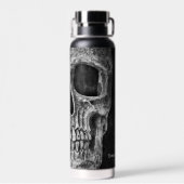 Gothic Half Skull Cool Schwarz-Weiß-Textur Trinkflasche (Rückseite)