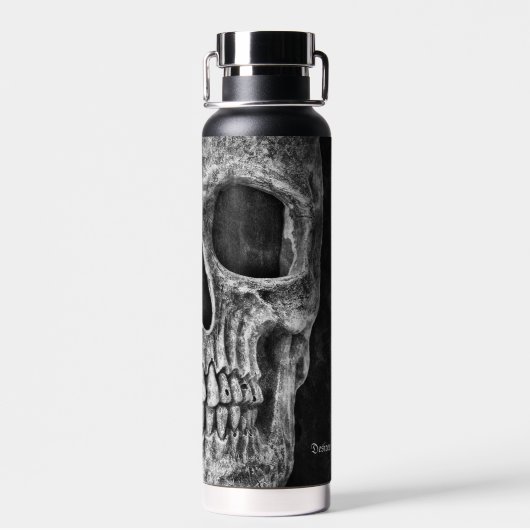 Gothic Half Skull Cool Schwarz-Weiß-Textur Trinkflasche (Rückseite)