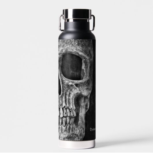Gothic Half Skull Cool Schwarz-Weiß-Textur Trinkflasche (Vorne)