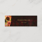 Gothic Half Skull Face Red Green Tattoo Shop Mini Visitenkarte (Vorderseite)