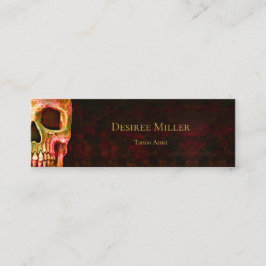 Gothic Half Skull Face Red Green Tattoo Shop Mini Visitenkarte