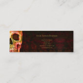 Gothic Half Skull Face Red Green Tattoo Shop Mini Visitenkarte (Rückseite)