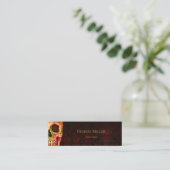 Gothic Half Skull Face Red Green Tattoo Shop Mini Visitenkarte (Stehend Vorderseite)