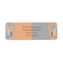 Gothic Half Skull Face Tan Gray Tattoo Shop