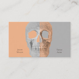 Gothic Half Skull Face Tan Gray Tattoo Shop Visitenkarte