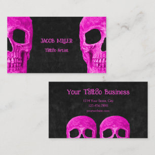 Gothic Half Skull Girly Pink Black Tattoo Shop Visitenkarte