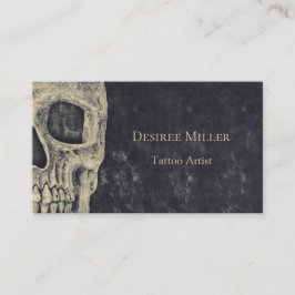 Gothic Half Skull Gray Beige Tattoo Artist Visitenkarte