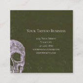 Gothic Half Skull Grunge Olive Green Tattoo Artist Quadratische Visitenkarte (Rückseite)
