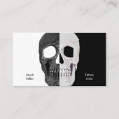 Gothic Half Skull Head Schwarz-Weiß Tattoo Shop Visitenkarte (Vorderseite)