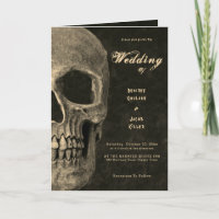Gothic Half Skull Head Vintag Sepia Hallowedding