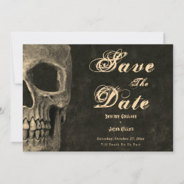 Gothic Half Skull Head Vintag Sepia Save the Date Ankündigung